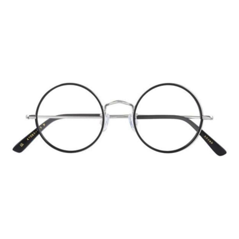 Savile Row Round Eye 47-20 Black/Silver eyeglass frame